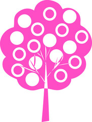 Stylized trees with fruits