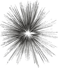 Obraz premium Monochrome radial burst with sharp lines in sketch style, abstract explosion. Vector illustration