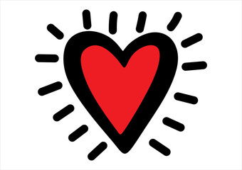 Vector illustration of a heart with glowing rays. Colorful heart glowing with love. Pulsing heart in high resolution. © Raphael