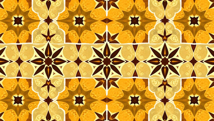 Seamless Mediterranean Moroccan Tile Mosaic Colorful Spanish Talavera Background