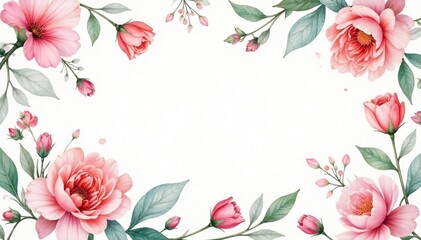 Fototapeta premium Delicate watercolor botanical print, soft floral repeat , texture, digital, subtle