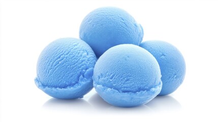 Blue Moon Ice Cream Balls Isolated on White Background. Generative AI