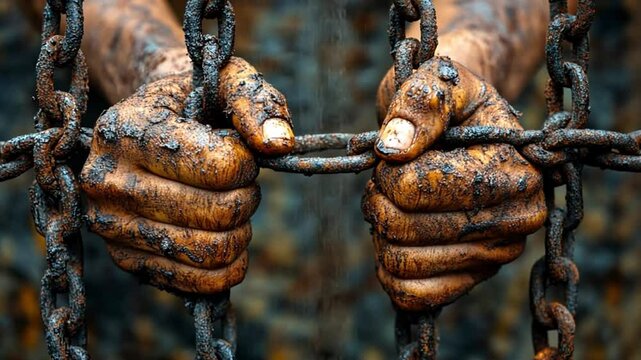 Muddy Hands,Iron Chains: A Symbol of Captivity and Despair