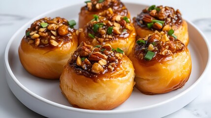 Delicious Pecan Caramel Rolls Sweet Treat Bakery Pastry
