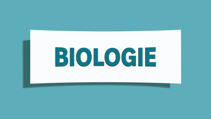 Biologie (biology) - A card isolated on light green background.