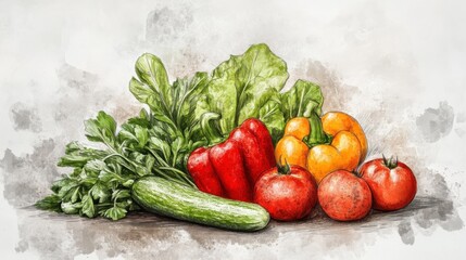 Soft watercolor veggies