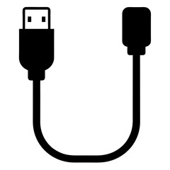Single USB Cable Silhouette Icon
