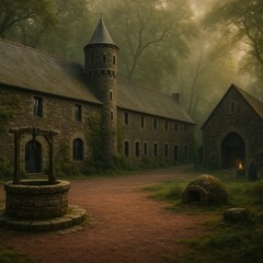 Magnifique manoir avec puits et chapelle dans une for&ecirc;t
