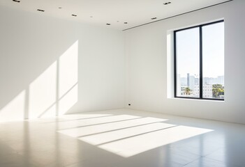 soft sunlit zone in clean room with light-focused compositio