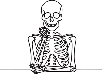 minimal line art of skeleton icon for spooky themes