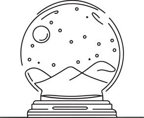 snow globe icon simple line drawing for winter themes