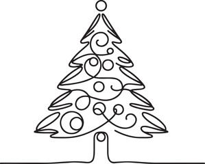 Creative one line Christmas tree sketch illustration