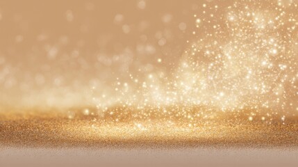 Sparkling gold glitter background with bokeh lights, festive celebration concept. Perfect for holiday designs, luxury branding, and party invitations. in flat design style
