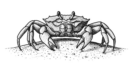 Crab illustration on sandy background  