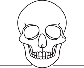 Creepy skull drawing in single continuous line
