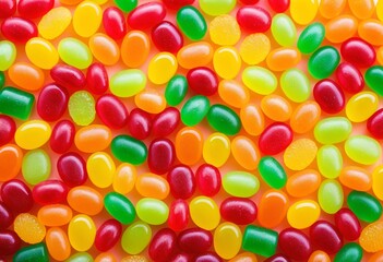Gummy candies in bright colors, clean background, flat lay
