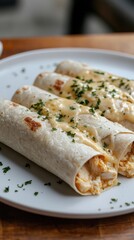 Delicious Chicken Enchiladas with Melted Cheese and Fresh Herbs