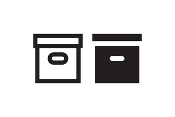 Storage Box Icons with Handles in Black Vector
