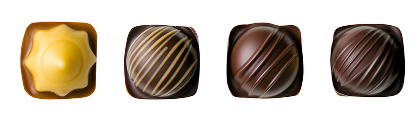 Obraz premium set of chocolate with white background. isolated on transparent white background, clipping path 