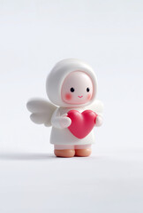 ハートを抱えた優しい表情の天使の3Dキャラクター generative ai