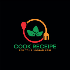 cooking food recipe logo design vector	