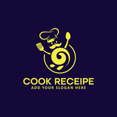 cooking food recipe logo design vector	