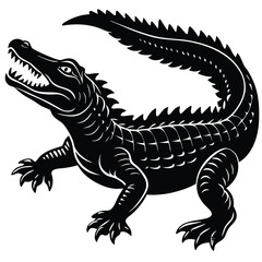 Black and White Alligator Vector – Aggressive Stylized Reptile Design