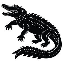 Black and White Alligator Vector – Aggressive Stylized Reptile Design