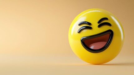 Fototapeta premium A yellow smiley face with a mouth open and a tongue sticking out