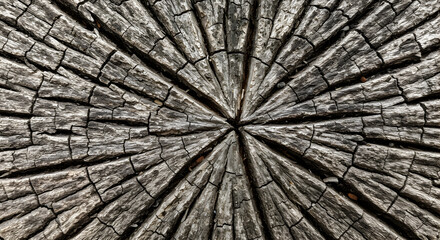 Fototapeta premium Dramatic Wood Grain Pattern Radiating Outward Showing Time's Passage