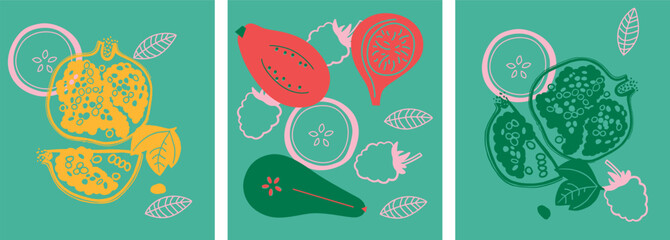 Appetizing fruit, vegetables and berries collection.