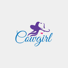 cowgirl fashion logo design vector