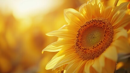 Naklejka premium close-up of a sunflower showing detailed yellow petals and textured center