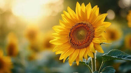 vivid close-up of sunflower bloom with focus on radial symmetry