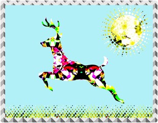 christmas card with deer