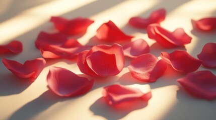red rose petals unfolding in high clarity with soft shadow play