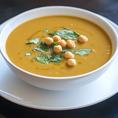 Delicious Creamy Chickpea Soup Bowl Garnish Parsley