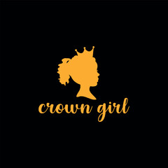 royal queen crown girl logo design vector