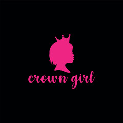 royal queen crown girl logo design vector