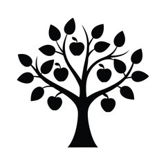 Obraz premium Minimalist Botanical Apple Tree Silhouette