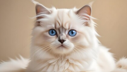 Fototapeta premium Birman Cat Portrait in Realistic and Humorous Style with Accessories and Blue Eyes
