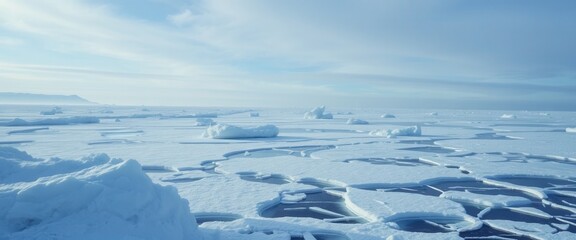 Arctic Ocean Ice Floes Stunning Winter Landscape of Pack Ice and Glacial Meltwater