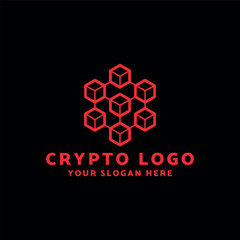 crypto currency block chain logo design vector