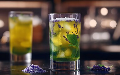 Refreshing Lavender Iced Tea Cocktail Drink in Glass