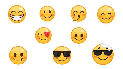 Diverse Yellow Emojis Expressing Joy Happiness and Playfulness Simple Bright Design