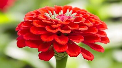 Vibrant Red Zinnia Flower Closeup Bloom Photography