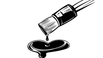 Paintbrush dripping heart-shaped paint; art supplies