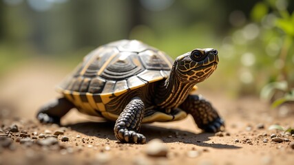 Obraz premium A turtle participating in a ‘slower than a turtle’ race.