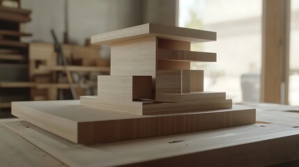 Wooden Blocks Arranged in a Stacked Design
