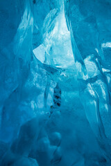 Beautiful view of an ice cave and surrounding area in Vatnajokull National Park (South Iceland)